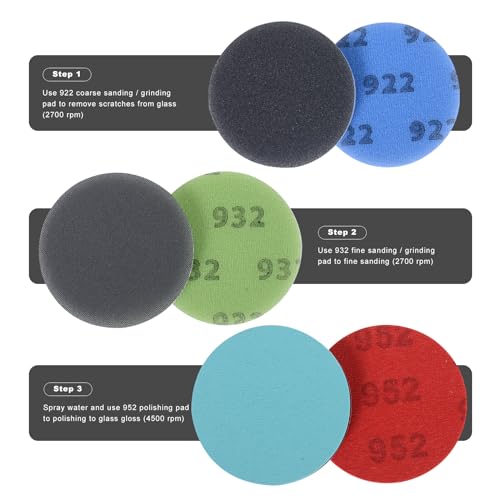 Glass Repair Kit Grinding Polishing Abrasive Disc Mesh Net Sanding Pads Kit for Glass Scratch Removal3Pcs/Pack (6 inch) - style: 6 inch