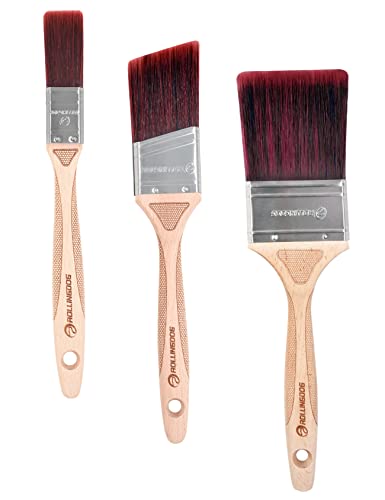 ROLLINGDOG Paint Brushes for Walls - Paint Brush,Ergonomic Trim Paint Brush for Cutting in and Detail Painting(1",2",3") - color: 3pc Multi Size