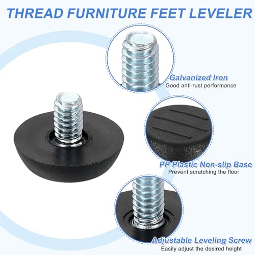 uxcell 12Pcs M8 Thread Furniture Feet Levelers, 24x15mm Adjustable Leveling Table Feet, Screw on Furniture Glide Leveling for Chair Stool Legs, Black - color: Black, size: M8x24x15mm