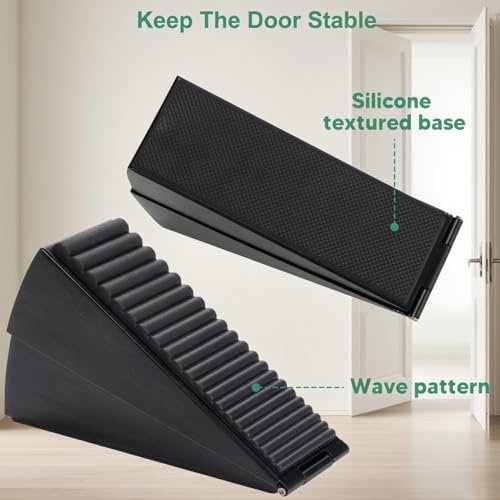 Heavy Duty Door Stopper, Up to 3 in Tall Door Stop Wedge, Large Door Stoppers for Bottom of Doors, Adjustable Height Suits Any Heavy Gate Gap