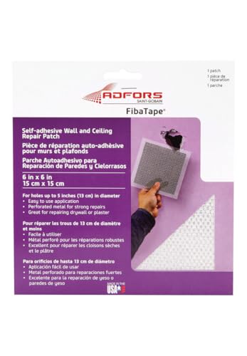 FibaTape 6 inch x 6 inch Self Adhesive Perforated Aluminum Wall and Ceiling Repair Patch