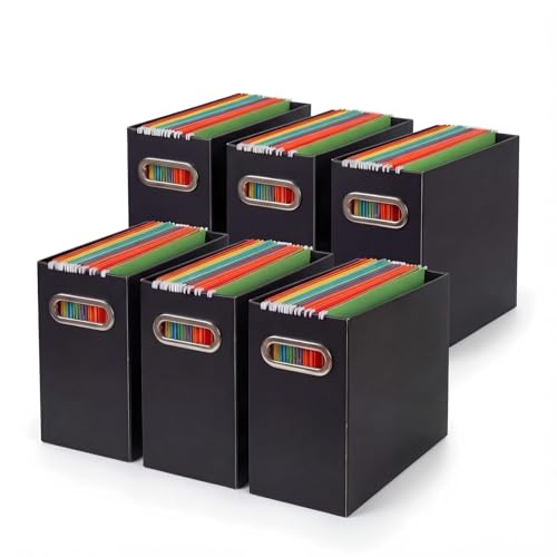 Collapsible File Organizer Box with Handle,12.20x5.11x9.84Inches, Filing Organizer for Home or Office, Small Portable File Box(6 Packs, Black) - color: Black, style: 6 Packs