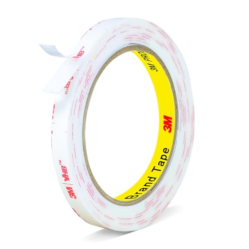 3M Double Sided Tape Heavy Duty,0.39in X 9.85ft Removable Mounting Tape for Wall, White Sticky Foam Tape, Picture Hanging Strips & Poster Hanger, Waterproof Adhesive Strips for LED Light - size: 0.39in X 9.85ft