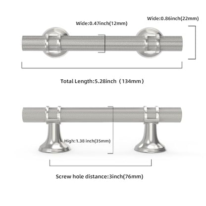 10 Pack 3 Inch Cabinet Pulls knurled Brushed Satin Nickel Kitchen Cabinet Handles Aluminum and Zinc Alloy Drawer Pulls Solid Cabinet Hardware - color: Brushed Satin Nickel Knurled, size: 3'' Hole Center(76mm)