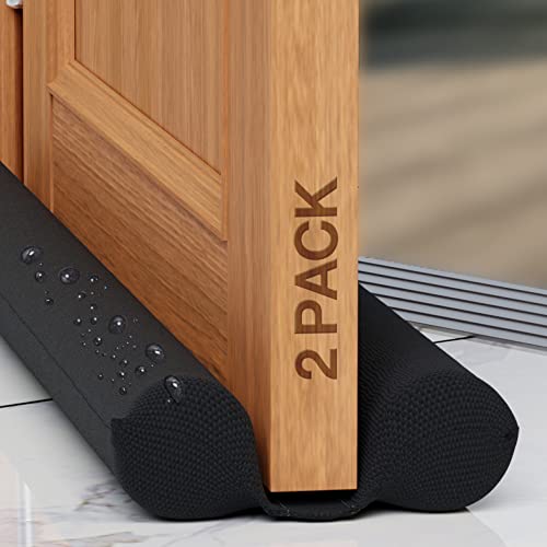 2 Pack Under Door Draft Stopper for Bottom of Doors 24” - 36” Weather Stripping Gap Stoppers Door Draft Guard Seal Sweep Adjustable, Black - size: 2 Pack