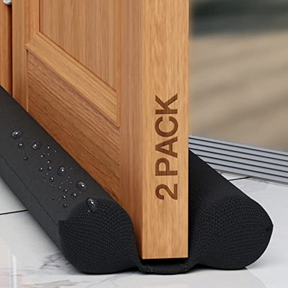 2 Pack Under Door Draft Stopper for Bottom of Doors 24” - 36” Weather Stripping Gap Stoppers Door Draft Guard Seal Sweep Adjustable, Black - size: 2 Pack