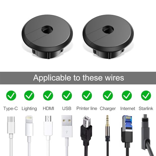 Furniture Wall Hole Bushing Cable Grommet for Starlink Ethernet Cable,Covering 3/4 inch Desk Holes,Universal Cable Management Wire Organizer Pass Through Holes Cover Kits (Black - 10 Pack) - color: Black - 10 Pack