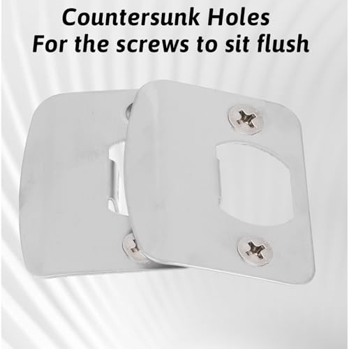 2Pcs Door Strike Plate Univeral 2-1/4 inch x 1-7/16 inch Door Latch Restorer Strike Plate Round Corner with Screws