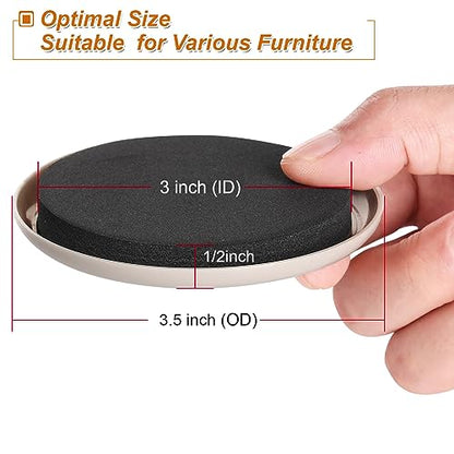 3.5-Inch Furniture Sliders for Carpet & Hardwood Floors, 8PCS Reusable Heavy-Duty Furniture Moving Pads, Effortless Moving and Surface Protection - size: 3.5 inch 8 PCS (Round)