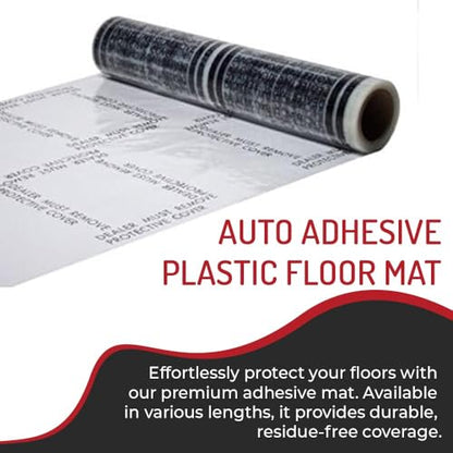 Hi-Tech Auto Adhesive Plastic Floor Mat, 4 mil | Perforated Every 24" | 171 Mats Per Roll | (24" Wide, 300' Long) - size: 24" Wide, 300' Long