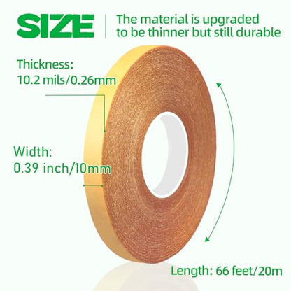 CHENYA Double Sided Tape Heavy Duty,0.39" X 66 Ft,Strong Carpet Tape with Fiberglass Mesh,Super Sticky Clear Two Sided Tape for Mounting Crafts,Carpet,Picture,Wallpaper,Balloon - size: 0.39" x 66FT