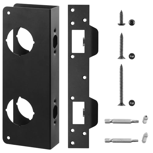U 10539 Door Reinforcement Plate for 1-3/4" Thick Doors and Includes The U 10385 Door Strike Plate. (Black) - color: Black