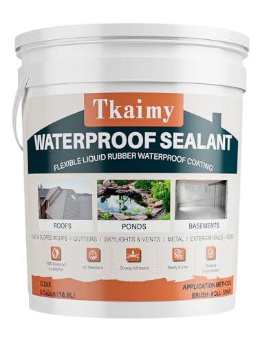 Tkaimy Transparent Waterproof Coating Agent, 5 Gallon, Invisible Waterproof Sealant Leak Repair, Indoor & Outdoor Roof, Shower, Wall, Kitchen, Skylight, Clear Water Proof Sealant - style: 640 OZ
