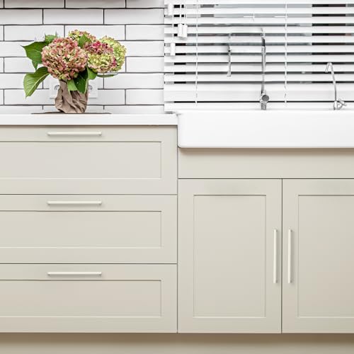 Ravinte 10 Pack Solid 7-1/2 Inch Center to Center Slim Square Bar Dresser Drawer Handles Kitchen Cabinet Handles Brushed Nickel Drawer Pulls Kitchen Cabinet Hardware Pulls - size: 7-1/2" Hole Center