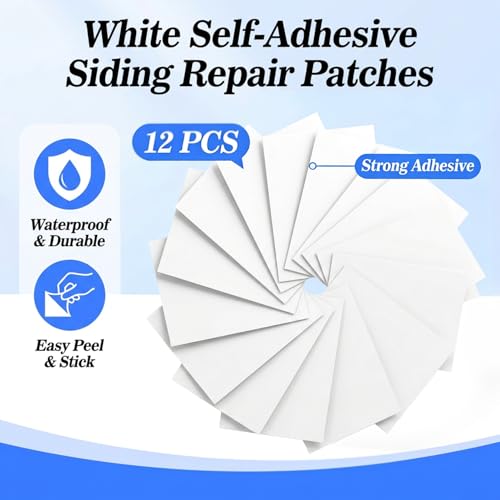 Vinyl Siding Repair Kit - 12 PCS Vinyl Patch Repair Kit PVC White Patches for Mobile Home Skirting Panels and Fence Repair Kit Exterior Wall House Siding Hole Cover