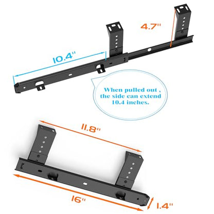 FRMSAET Heavy Duty 12/14/16/18 inches Thickness Steel Construction Ball Bearing Keyboard Slides Keyboard Drawer Slides Tray Accessories Cabinet Furniture Hardware Rails (16 inches, Black) - color: Black, size: 16 Inch