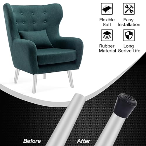 8pcs 1-1/4 Inch Round Chair Leg Tips Caps, Non-Slip Rubber Chair Leg Floor Protectors, Black Furniture Leg Caps Fit for 1.22"-1.26" (31-32mm) Diameter Round Feet - size: 1-1/4 Inch-Black