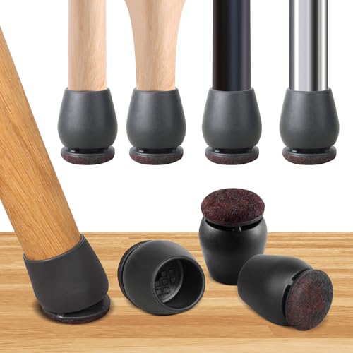 16PCS Small Chair Leg Floor Protectors, Metal Chair Leg Caps Covers Silicone Chair Feet Protectors for Wood Floors,Round Felt Furniture Pads Furniture Sliders for Hardwood Floors(Black,Fit 0.8"-1.05") - size: M(Fit 0.8"-1.05") - Black