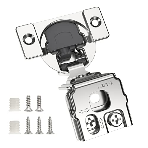 Chibery 6 Pack 1-1/2" Overlay 3D Soft Close Concealed Hinge for Face Frame Door, Smooth Slow Self Closing Hinges, Satin Nickel, Hidden 105° Open Angle Stainless Steel Hinge for Kitchen Cabinet Door - color: 6 Pack, size: 1-1/2 Inch Overlay