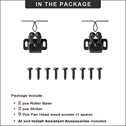 Keenkee 2 PCS Cabinet Latch Double Roller Catch Hardware for Cupboard Closet Cabinet Door Latches and Catches, Black Nickel - color: BlackNickel 2ps