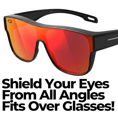 Cover-Ups Black Fit Over Sunglasses - Wrap Around Sunglasses - People Who Wear Prescription Glasses in the Sun - color: Red