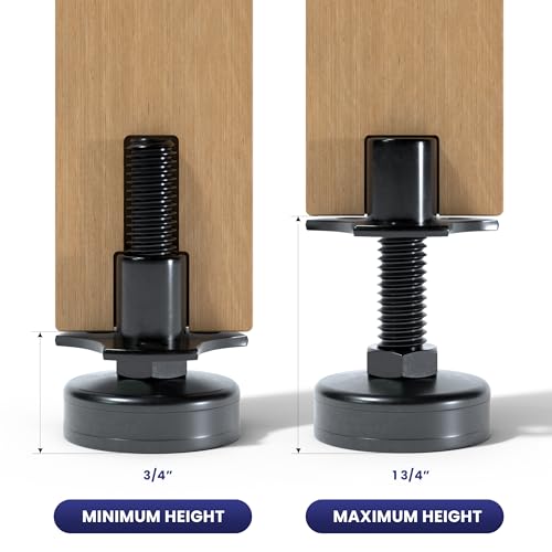 Adjustable Furniture Feet Leveling Feet Kit, Heavy Duty Furniture Levelers with Mounting Plates, Felt Pads, Screws and Wrench, 3/8 16 Thread, Supports 1320 Lb, Height Range 3/4 to 1 3/4 Inch