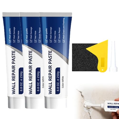 Efficient Drywall Repair Kit with Scraper, 2026 New Quick Drying Wall Mending Agent for Holes & Cracks, White Spackle Wall Repair Paste Drywall Patch Repair Kit for DIY Home Fix (3 Pcs) - color: 3 Pcs
