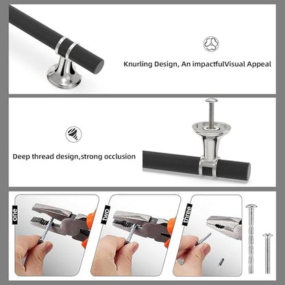 10 Pack 3 Inch Cabinet Pulls knurled Matte Black and Polished Chrome Kitchen Cabinet Handles Aluminum and Zinc Alloy Drawer Pulls Solid Cabinet Hardware - color: Black and Polished Chrome Knurled, size: 3'' Hole Center(76mm)