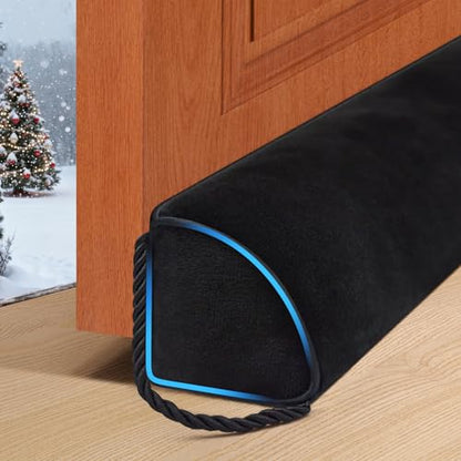 Weighted Door Draft Stopper 36 Inch Triangle Door Snake Blocker Cold Air Noise Light Under Door Sweep Weather Stripping Door Seal More Fits 0 to 3" Large Door Gaps,Quick Install Black - size: 36.5