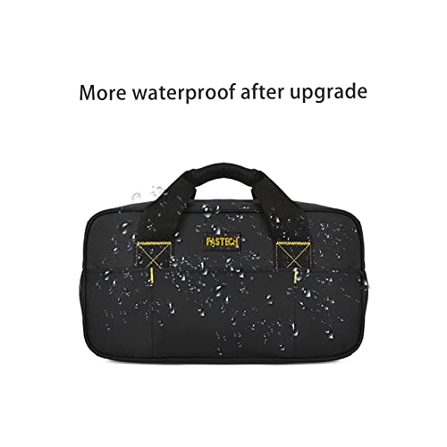 FASTECH 14 Inch Small Tool Bag, Wide Mouth Tool Tote Bag, Waterproof Tool Organizer Bag, Electricians Repairman Tools Tote Bag Double Fabric Storage Bag (Black+Blue) - size: Black+Blue