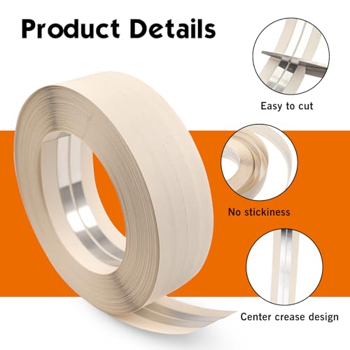 ROLLINGDOG Reinforced Drywall Corner Tape, 2" x 98.4' Drywall Tape No Adhesive Side, Inside Outside Corner Bead with Metal for Wall Crack Repair - style: Reinforced Drywall Corner Tape