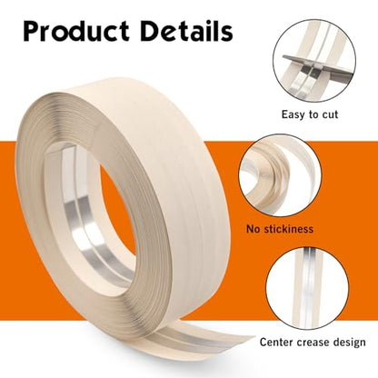 ROLLINGDOG Reinforced Drywall Corner Tape, 2" x 98.4' Drywall Tape No Adhesive Side, Inside Outside Corner Bead with Metal for Wall Crack Repair - style: Reinforced Drywall Corner Tape