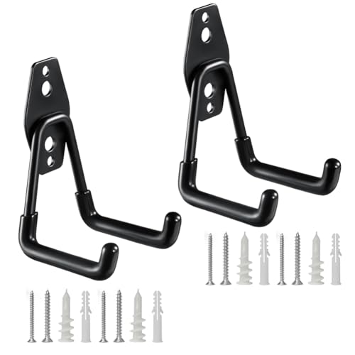 Heavy Duty Garage Storage Utility Hooks，Garden Bike Tool Hangers Organizer，Steel Wall Mount Power Hooks, Metal Small U Hooks for Hanging Ladders Ropes Hose Bulk Items, 2 Pack - size: 2 Pieces