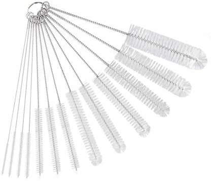 CiaraQ Bottle Cleaning Brushes, 8 Inch Nylon Tube Brush Set, Cleaner for Narrow Neck Bottles Cups with Hook, Set of 13pcs, White - color: White, size: 8.0 Inch (13pcs)