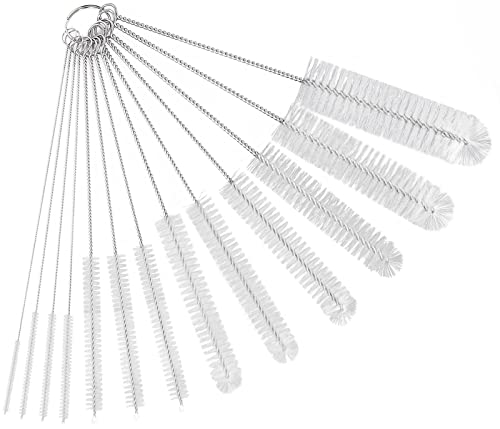 CiaraQ Bottle Cleaning Brushes, 8 Inch Nylon Tube Brush Set, Cleaner for Narrow Neck Bottles Cups with Hook, Set of 13pcs, White - color: White, size: 8.0 Inch (13pcs)