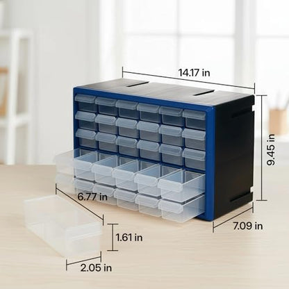 NORTHSKY 30-Drawer Plastic Storage Drawers, Small Parts Organizer, Stackable Teacher Toolbox for Hardware, Screws, Nuts & Bolts, Stickers, Beads, Building Bricks, Garage Storage，14.17 × 7.09 × 9.45 - size: 30 Drawer