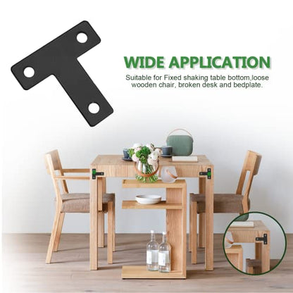 Uenhoy 20 Pcs T Shape Flat Mending Plates 40mm x 40mm (1.57" x 1.57") T Corner Braces T Bracket Connector Fixing Repair Plates for Furniture, Black - size: 40x40mm/1.57"x1.57", style: T Shape
