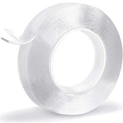 Heavy Duty Double Sided Mounting Tape, 1" x 198", Traceless and Removable Nano Tape for Outdoor and Indoor, Strong Adhesive Clear Two Sided Gel Grip Tape (16.4 FT) - size: 16.4ft