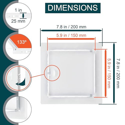 6" x 6" White Metal Access Panel, Service Shaft Door, Plumbing, Electricity Heating Alarm Wall for Drywall, Bathroom Services Hole Cover, Wall Covering - size: 6x6 Inch
