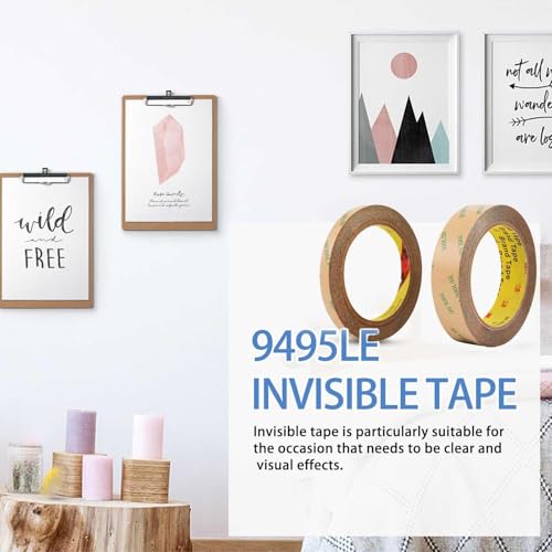 300LSE Double Sided Tape, 0.39in×45ft Clear Adhesive Mounting Tape Heavy Duty, Removable Picure Hanging Strips, Transparent Scrapbook Stickers, Thin Sticky Tape for Craft, Poster, LED Strips - size: 0.39in×45ft