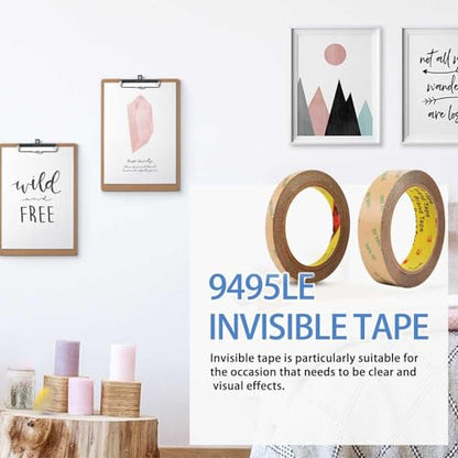 300LSE Double Sided Tape, 0.39in×45ft Clear Adhesive Mounting Tape Heavy Duty, Removable Picure Hanging Strips, Transparent Scrapbook Stickers, Thin Sticky Tape for Craft, Poster, LED Strips - size: 0.39in×45ft