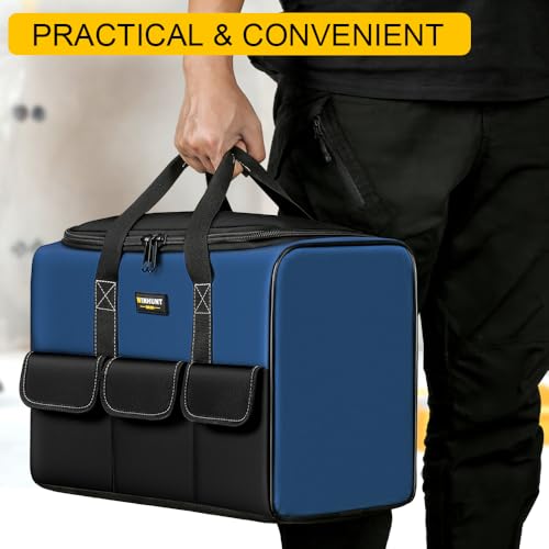 WINHUNT Large Tool Bag, 1680 Denier with 5 Exterior Pockets Electrician Tool Bag, Ideal for DIY Enthusiasts and Craftsmen Tool Bags for Men Heavy Duty, Blue