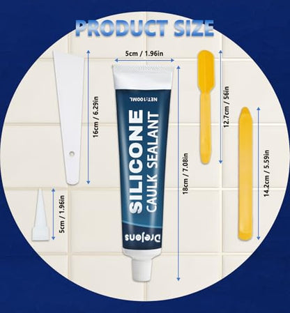 Clear Silicone Sealant Caulk Waterproof Silicone Caulk All Purpose Stronger Adhesion Sealant for Kitchen and Bathroom, Window, Door 3.38 fl oz - size: 3.38 fl.oz