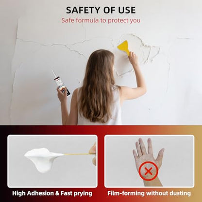 Drywall Repair Kit, Drywall Hole Patch Repair Kit Spackle Wall Repair Kit Drywall Putty for Filling Holes and Creak Damage Drywall Patch Nail Hole Filler for Walls Quick and Easy Solution
