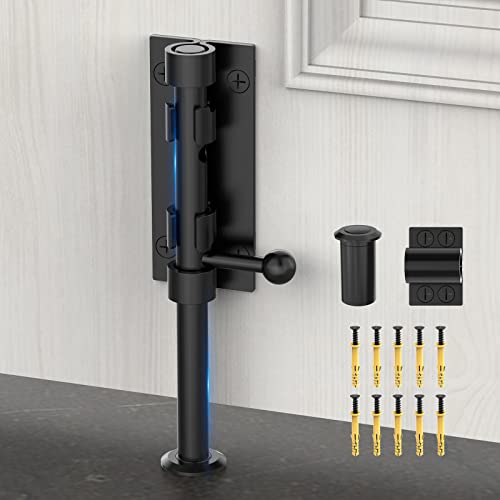 Barrel Bolt Latch, Sliding Bolt Gate Lock Door Latches Hardware, 7.7 Inch Heavy Duty Solid 304 Stainless Stee Door Lock for Fence/Wooden/Barn Door/Yard Door/Interior Door Latch (1 Pack Black) - color: 1 Pack Black