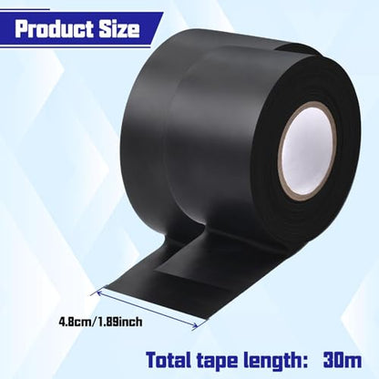 SPEEDWOX Pipe Wrap Tape PVC Black 1.9 Inch 33 Yard Vapor Barrier Tape Hose Repair Tape Self Fusing Silicone Tape Pipe Repair Clamp for Water Leaks Garden Hose Repair