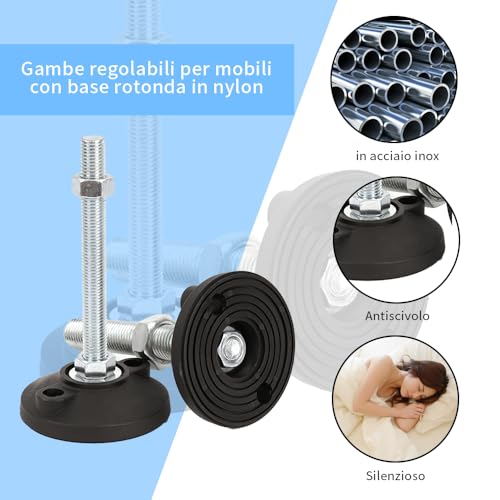 BORDSTRACT Furniture Leveling Feet, 4 pcs M8 Heavy Duty Height Adjuster Foot Feet Leveler Thread Size for Tables, Chair, Sofa, Workbench, Dresser, Bench, Cabinets(D40*M8*L50) - size: D40*M8*L50