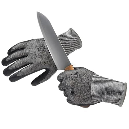 S SATC ANSI A5 Cut Resistant Work Gloves Foam Nitrile Coated 1 Pair Knife Proof Gloves for Cutting, Construction, Warehouse - size: Small