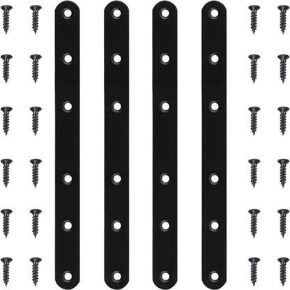 4 Pack Black Straight Brace Brackets 8 Inch Stainless Steel Flat Mending Plates, Heavy Duty Repair Fixing Joining Brackets for Wood with Screws - size: 4 Pcs/ Thicken