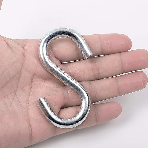FDKJEJC 2 Pack 3.3-Inch Heavy Duty S Hooks, 304 Stainless Steel Swing Hammock Hooks, Maximum Load Capacity 557 lbs
